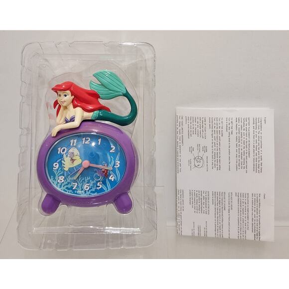 Vintage Disney The Little Mermaid Clock With Snooze Alarm Ariel Flounder Tested - Picture 2 of 15